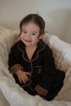 Leopard print kids bamboo pyjama top and pants by Nuvea